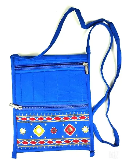 SriShopify Handicrafts Women Sling Bags, Handmade girls cross body bag (Medium, Beads, Thread and Mirror Work Rajasthani Blue)