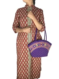 SriShopify Handicrafts Women's Handcrafted Embroidered Tote Bag Handbag for Bridal, Casual, Party, Wedding (Medium Size9x13x3 inch) purple colour-thumb1