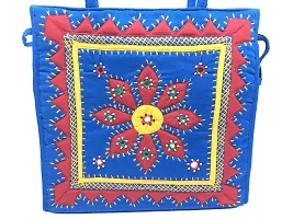 SriShopify Handicrafts applique patch work handbags Multipurpose hand bag for women Reusable Cotton Grocery Shopping Tote Bags Medium Size 25 x 25 x 9 CM Blue  Red-thumb1