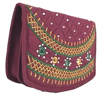 SriShopify Handicrafts Money Pouches for Girls Banjara Traditional Hand Purse Cotton Clutch Purse for Women Wallet (6.5 Inch Small Purse Maroon Mirror, Beads and Thread Work Handcraft)-thumb4