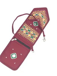 SriShopify Handicrafts Women Wristlet Strap Pouch for Mobile handbag for girls Stylish Ladies Wallet Handpurse embroidered (Size 7x4x1 inch) Maroon-thumb4