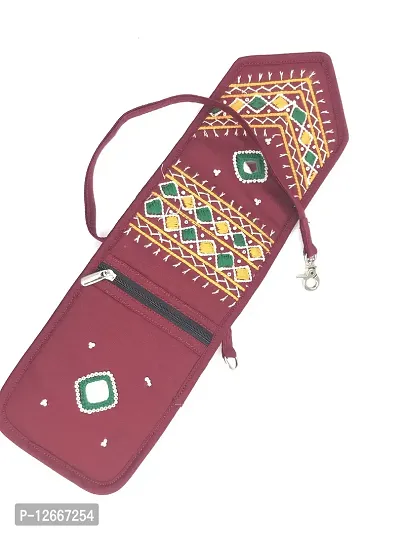 SriShopify Handicrafts Women Wristlet Strap Pouch for Mobile handbag for girls Stylish Ladies Wallet Handpurse embroidered (Size 7x4x1 inch) Maroon-thumb5