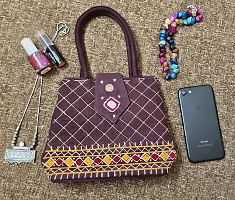 SriShopify HandMade Top Handle Purse for Rakhi Gifts | Rakshabandhan Gifts Hand Bag Small Size | Raksha bandhan Gift | Rakhi Gifts for Sister 8.5x.7x2.5 Inch Maroon-thumb2