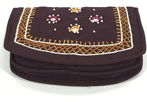 SriShopify Handicrafts Womens Hand Purse Combo Pack Banjara Traditional Hand Poches Cotton Clutch Purse for Girls Wallet (6.5 Inch Blue Brown Purse Mirror, Beads Thread Work Handcraft)-thumb4