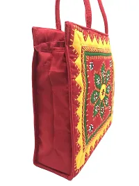 SriShopify Banjara Handicrafts Cotton Embroidery Multicolour Rajasthani Jaipuri Hand Bag for Women  Girls handmade embroidery designs red  Green Size 25x25x9 cm-thumb1