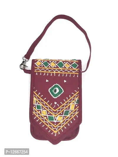 SriShopify Handicrafts Women Wristlet Strap Pouch for Mobile handbag for girls Stylish Ladies Wallet Handpurse embroidered (Size 7x4x1 inch) Maroon