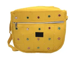 srishopify handicrafts Sling Bag with Velcro  Zipper, Women Sling Bag With Adjustable Strap| Side Sling Bag |Cross Body Bag|Shoulder Bag | College Bag for Girls 12 Inch Yellow-thumb1