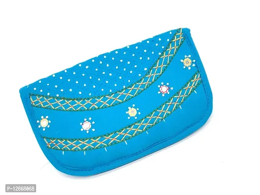srishopify handicrafts Handmade Clutch Wallet Hand Purse for Girls Stylish Ladies Wallet Card Holder Traditional Clutch Purse for Women Gifts for Mother 8.5 Inch Blue