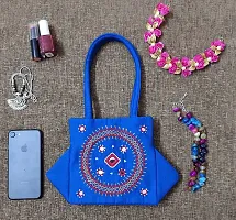 srishopify handicrafts Women Handbag Small Size designer handmade Mini hand purse small size for girls Blue Color (9inch original Beads Thread Work Handcraft)-thumb2