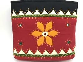 srishopify handicrafts Multicolour Bag For Women MINI Handmade Bags Rajasthani Applique Work Cotton Small Gift Items | 10.5x8x3 Inch Hand Embroidered Red Handbags-thumb2