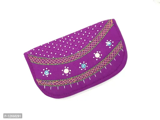 srishopify handicrafts Handmade Bi Fold Wallet for Women Party Wear Hand Clutches Cotton Hand Purses for Ladies Stylish Gifting Items on Birthday 8.5 Inch Purple