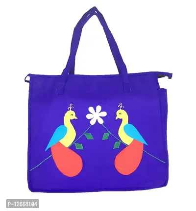 srishopify handicrafts Handmade Large Shoulder Bag For Women Multipurpose Handbag With Top Zip, Best For Outing, Travel, Work, Beach, Office, College 15 Inch Blue