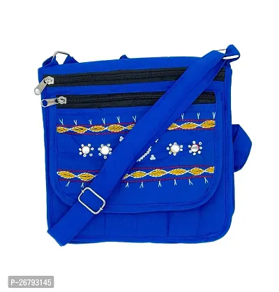 Srishopify Handicrafts Sling Bag for Women Stylish Ethnic Embroidered Side Bags for Girls Adjustable Strap Ladies Purse Handbag Woman Gift Items 8 Inch Feroza Blue