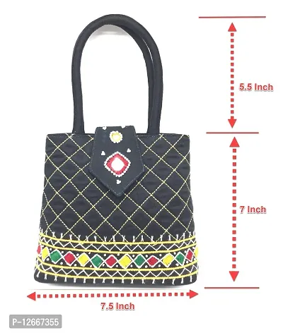 srishopify handicrafts Handmade Mini Handbag For Women | Handle Purse Special Gifts for Girls | Black Hand Bag Ladies Valentine Gifts | Latest Gift Item 7.5x.7x2.5 inch-thumb4