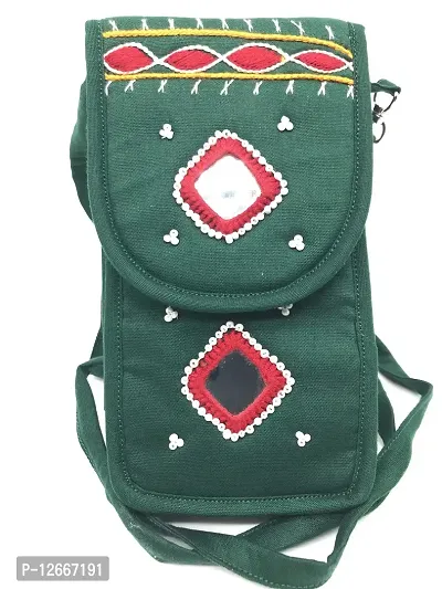 SriShopify handicrafted handmade sling bag for women crossbody bags phone purse for girls Banjara Cotton handmade Pouch(Mirror work Beads Thread Work handcrafted sling bags Small)