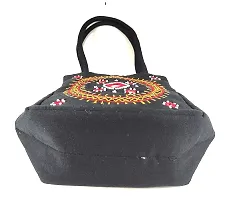 srishopify handicrafts Women Handbag Small Size designer handmade Mini bucket Bags Purse Cotton black colour bag (9x6x4 Inch original Beads Thread Work Handcraft)-thumb1