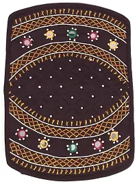 SriShopify Handicrafts Mini Hand Purse for Women Trendy Pouch Banjara Original Mirror Work Money Pocket Wallet for Girls (6.5 inch Brown Small Pouch Two Fold Handmade Thread Work)-thumb3