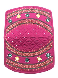 srishopify handicrafts Mini Hand Purse for Women Trendy Pouch Banjara Original Mirror Work Money Wallet for Girls (6.5 inch Small Pouch Pink Two Fold Handmade Thread Work)-thumb4