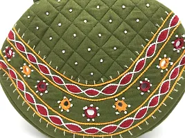 srishopify handicrafts Women Handbag Banjara Traditional Pot Bag Hand Purse Cotton handmade Top handle bag Mehandi (olive green bags)-thumb2