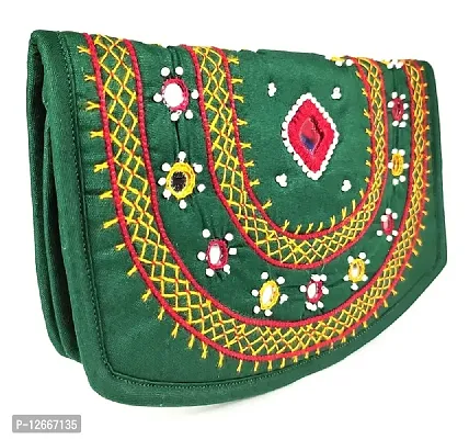 SriShopify Handicrafts Womens Wallets Combo Gifts for women for birthday special friend Rakhi Gift for sister combo pack(8.5 inch Party pouch Pink Green Colour Two Fold)-thumb5