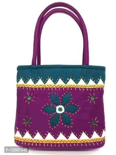 srishopify handicrafts Small Handmade Women's Handbags with double handles banjara bags vintage (Mini handicraft bags for women stylish magenta pink)