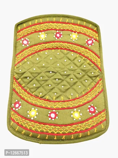 SriShopify Handicrafted Womens Small Handpurses Banjara Clutch Cotton handmade Pouch(Small 6.5inch, Mirror Work Purse Beads Thread Handcrafts Green wallet)-thumb4