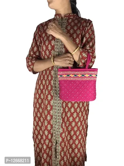 SriShopify Handmade Mini Purse Flap Handbag stylish trendy Purse/Handbag, Mini Beautiful Fashion Washable Sling bag Bhai Dooj Gift for Sister-thumb2