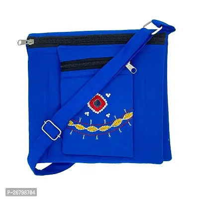 Srishopify Handicrafts Sling Bag for Women Stylish Ethnic Embroidered Side Bags for Girls Adjustable Strap Ladies Purse Handbag Woman Gift Items 8 Inch Feroza Blue-thumb0