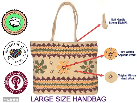 SriShopify Handicrafts Shoulder Handbags for Girls Long Hobo Bags for Women Big Size Stylish Floral Design Tote (18x13x4 Embroidery Beads and Threads work)-thumb4
