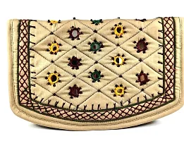 srishopify handicrafts Women?s Wallet Banjara Traditional Clutches with phone pocket, Cotton handmade stylish ladies purse (Medium 8.5 Inch, Cream, Mirror, Beads and Thread Work Handcraft)-thumb4