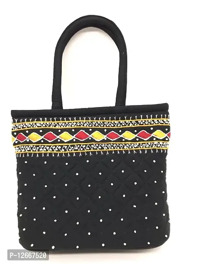 srishopify handicrafts Size MINI Basket Bags for Women Banjara Handmade Small Handle Bag for Girls Hand Purse 9x7x3 Inch (Beads and Thread Work Handcraft bag)