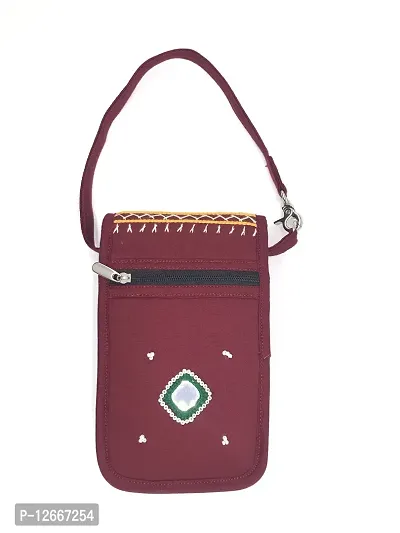 SriShopify Handicrafts Women Wristlet Strap Pouch for Mobile handbag for girls Stylish Ladies Wallet Handpurse embroidered (Size 7x4x1 inch) Maroon-thumb4