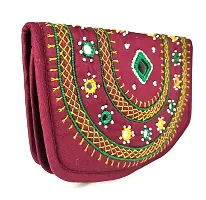 SriShopify Handicrafts ladies purse for women combo pack Banjara Traditional Hand Purse Cotton Clutch Purse for Women Wallet (8.5 Inch Mirror, Beads and Thread Work Handcraft) Red Blue-thumb1