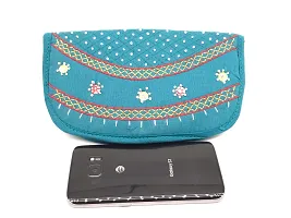 srishopify handicrafts Handcrafted Cotton Clutches Women Banjara Embroidered Purse Magnetic Closure Stylish 2 Fold Wallet Original Mirror Work Return Gift Items 8.5 Inch Rama Green-thumb1