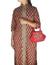 srishopify handicrafts Girls Handmade Cotton Stylish Banjara Ethnic Cowrie Shells Mini Handbags with Handle (Multicolor , 10x6x4 Inch)-thumb1