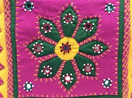 SriShopify Womenrsquo;s Handbag Banjara Traditional Shoulder bag Tote bag Cotton handmade (Pink and Yellow Big size, Mirror and Beads thread Work) Size 25x25x9 cm-thumb2