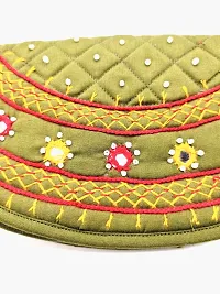 SriShopify Handicrafts Small Money Purse for Women Stylish Purse Fancy Trendy Wallet Banjara Original Mirror Work Money Pouch for Girls (6.5 inch Small Purse Two Fold Mehandi Green Black)-thumb3