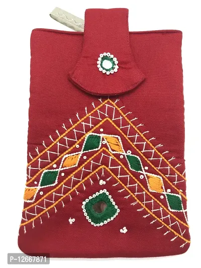 SriShopify Handicraft Ladies Traditional Mobile Phone Pouch Cotton Wallet Saree Waist Clip Hook Purse Gift for Women (Red)