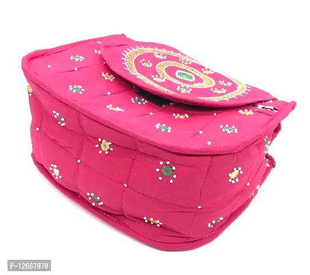 srishopify handicrafts Handmade Ladies Sling Bag |Sling Cross Body Bag for Women Makeup Bag Girls Shoulder Bag With Adjustable Strap Gifts for Mother 12 Inch Pink-thumb5