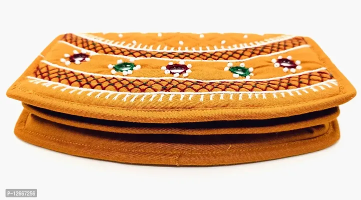 SriShopify Handicrafts Women's Hand Purse Banjara Traditional Hand Poches Cotton Clutch Purse for Girls Wallet (6.5 Inch Small Pocket Yellow Purse Mirror, Beads and Thread Work Handcraft)-thumb2