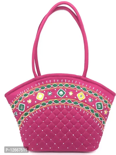 SriShopify Handicrafts Eco Friendly ladies gift items for women marriage Shoulder Shopper Bag for women tote handbags for mother stylish latest vintage (Medium Size 9x13x3 inch) Pink