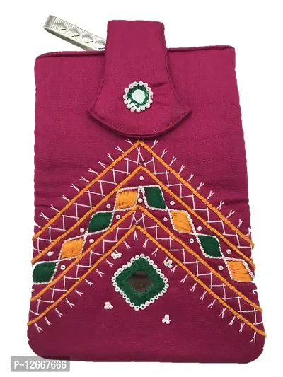 Ethnic Traditional Embroidered Mobile Pouch Cover Purse Wallet With Waist  Clip And Sling Belt For Saree