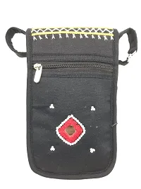 SriShopify Handcrafted Embroidery Sling Bag For Women | Mini Crossbody Cell Phone Purse Ethnic Stylish Party Black | 7x4x1 inch Thread work-thumb2