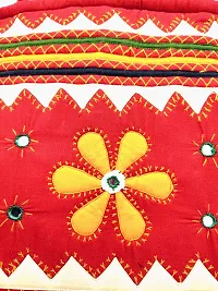 SriShopify Handicrafts Banjara Embroidered Hand Bags Mirror Aplic work Handbag for Women | handcrafted handbag Travel Zipper Tote Bag | ladies bags | Medium Shopping Hand bag Red shoulder bags-thumb1