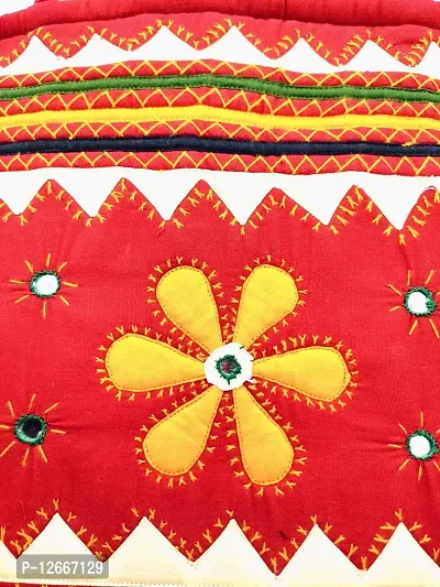 SriShopify Handicrafts Banjara Embroidered Hand Bags Mirror Aplic work Handbag for Women | handcrafted handbag Travel Zipper Tote Bag | ladies bags | Medium Shopping Hand bag Red shoulder bags-thumb2