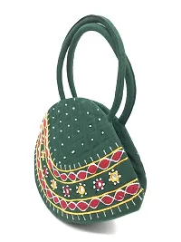 srishopify handicrafts Women Handmade Beautiful and Traditional Banjara bag Small size Hobo bag for ladies hand held bag green 9.5x6.5x3.5 inch-thumb4