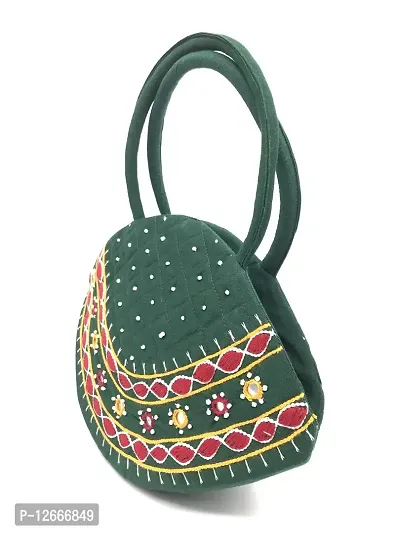 srishopify handicrafts Women Handmade Beautiful and Traditional Banjara bag Small size Hobo bag for ladies hand held bag green 9.5x6.5x3.5 inch-thumb5