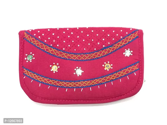 srishopify handicrafts Bifold Wallets for Women| Handmade Cotton Girls Clutch/Wallet with Magnetic Closure| Ladies Card Holder Organizer 8.5 Inch Pink
