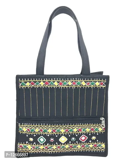 SriShopify Handicrafts premium handbags for women hand bag traditional designer for women Tote Bag For Travel party  All Occasions For Women  Girls Black handbags for women (9x13x3 inch)-thumb0