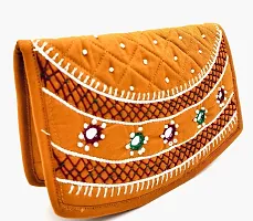 SriShopify Handicrafts Women's Hand Purse Banjara Traditional Hand Poches Cotton Clutch Purse for Girls Wallet (6.5 Inch Small Pocket Yellow Purse Mirror, Beads and Thread Work Handcraft)-thumb2